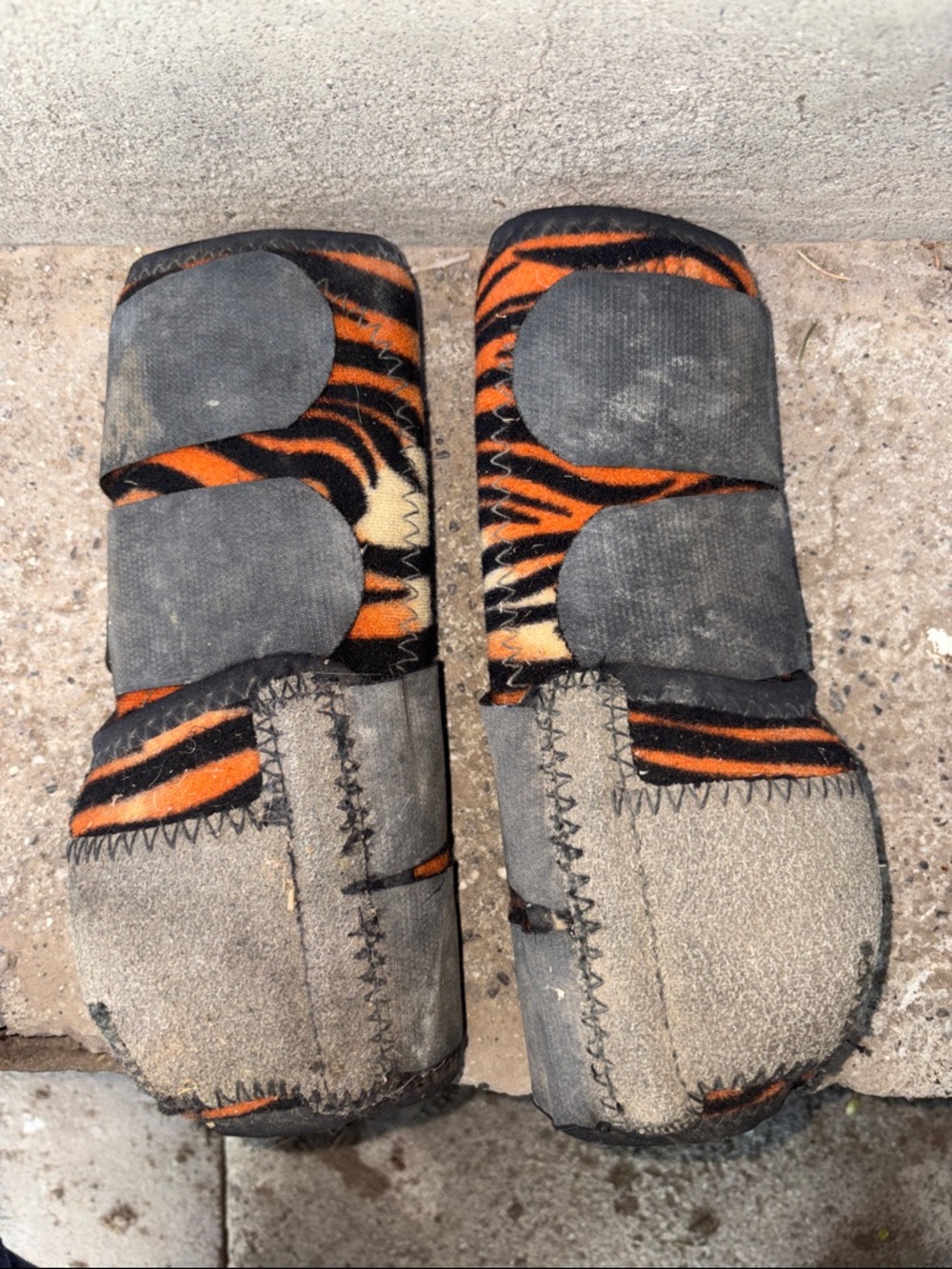 Tiger Print Horse Wraps - Orange and Black size medium